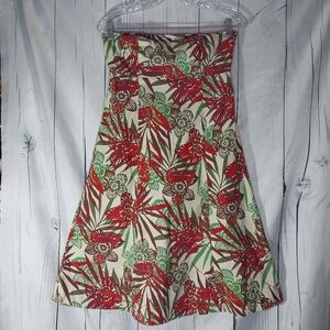 Gap Vintage Y2K Strapless Tropical Floral Fit & Flare Dress